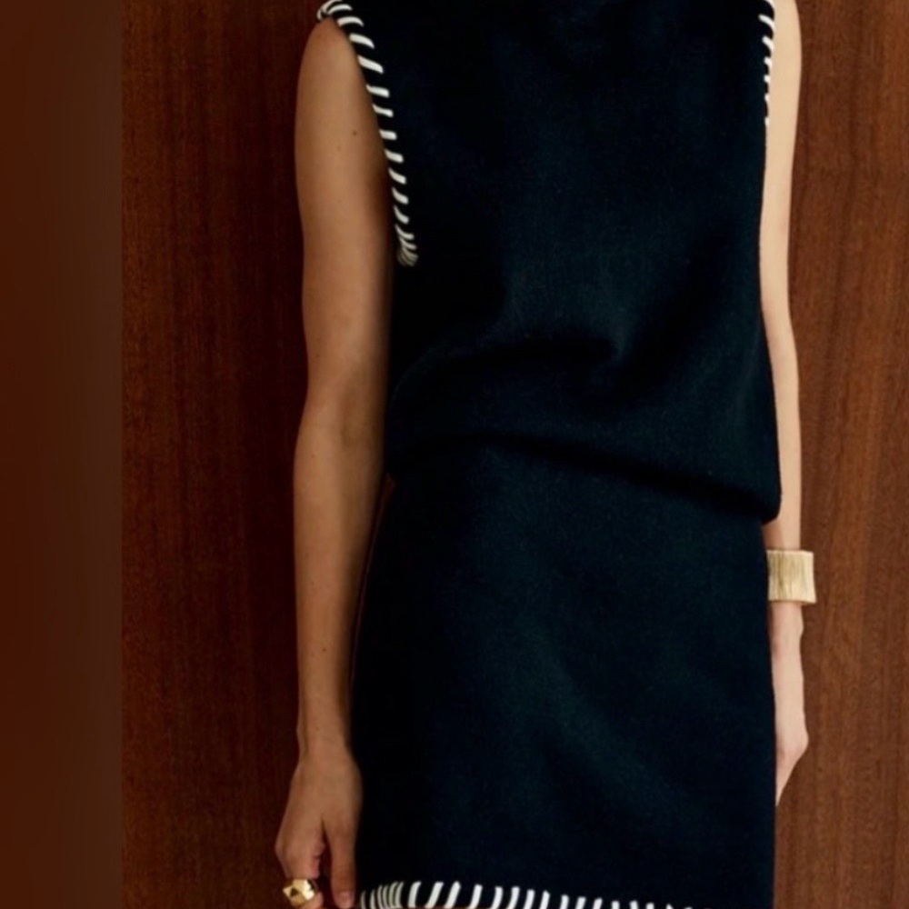 Commense Black and White Trim Skirt Set